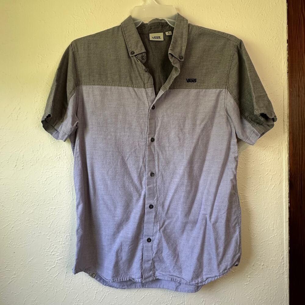 Vans Off the Wall Medium Two Tone Gray and Blue/Purple Collared Button Up Shirt